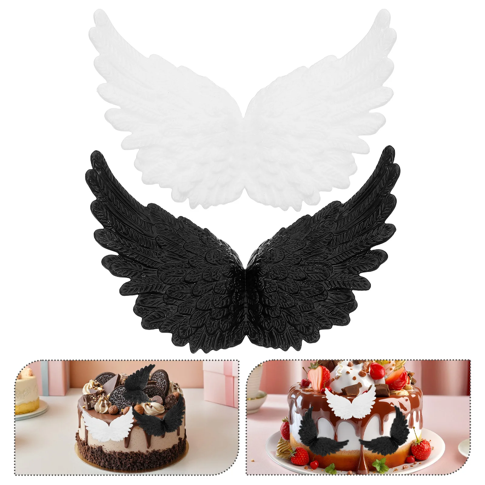 

24Pcs Angel Wings Cake Decorations Plastic Mini Wing Ornaments for DIY Birthday Wedding Party Cake Topper Decorative Accessories