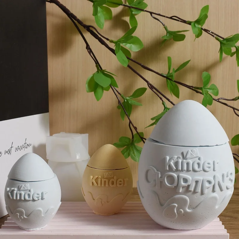 

Top Quality Surprise Egg Kinder Magic Egg Candle Cup Silicone Mold Curious Egg Gypsum Storage Box,Home Easter Decoration
