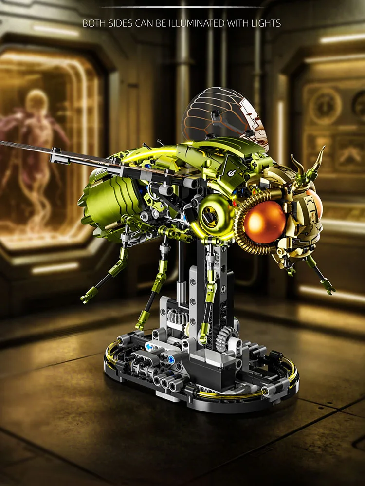 Idee Insekten-Kampf-Mecha-Baustein-Set, Mechanischer Fliegenroboter, Mech-Modell-Sets, Bausteine, Konstruktionsspielzeug mit Licht, als Geschenk – Detail 4