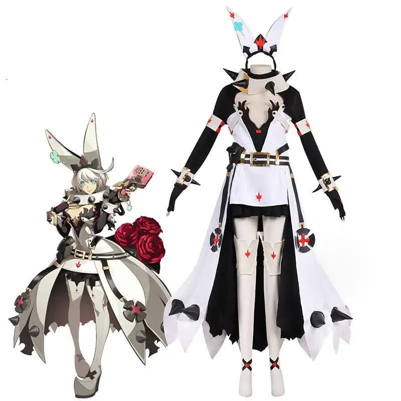 Guilty Gear Elphelt Valentine Cosplay Costume Halloween Carnival Clothes Shoes Sets