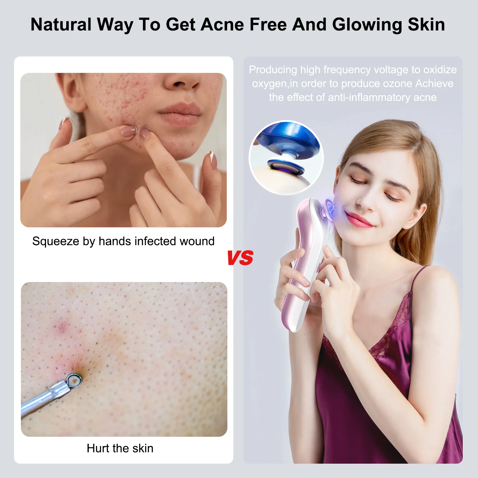 Plasma Ozone Ion Therapy Treatment Device for Acne Scar Removal and Wrinkle Rejuvenation Targeted for Eye Area