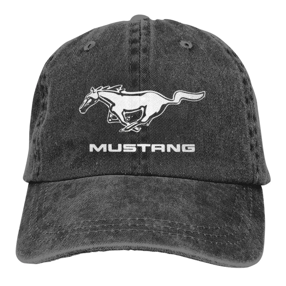 

Classic Ford Mustang Logo Baseball Cap for Men Women Distressed Denim Washed Snapback Hat White Horse Unstructured Soft Caps Hat