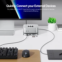 PULWTOP Mac Mini M4 Dock with 4TB SSD Enclosure, HDMI 4K 60Hz, USB A 2.0, SD/TF, Audio for Mac Mini M6, M5 Pro, M4/ M4 Pro 3