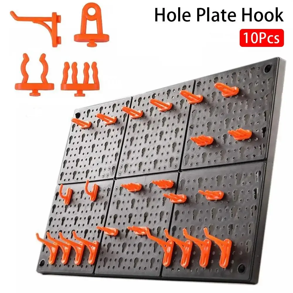 10Pcs Hardware Fastener Hanging Board Hole Hook Garage Workshop Storage Rack Wall-Mounted Pegboard Hook Plastic Box Parts