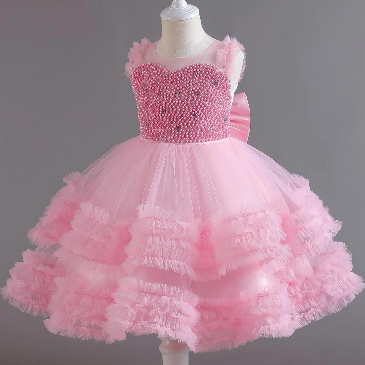 小さな女の子のためのフラウンスフラワードレス,エレガントなパーティードレス,パーティードレス,パーティードレス,結婚式,誕生日,y22020