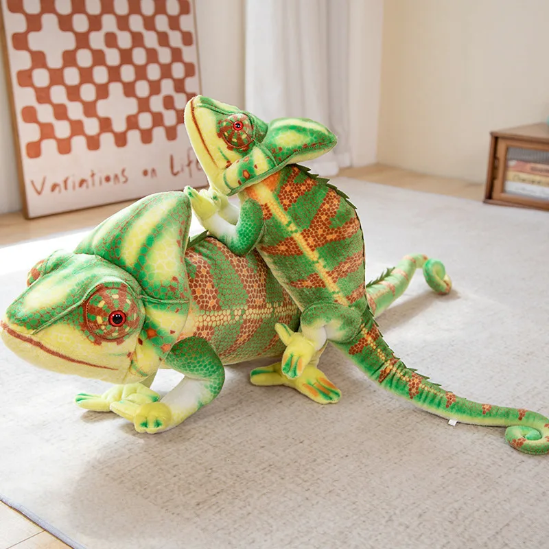 Big 80/110cm Realistic Chameleon Pluchie Cute Cartoon Stuffed Animal Throw Pillow Home Decor Perfect Birthday Gift For Boys Girl