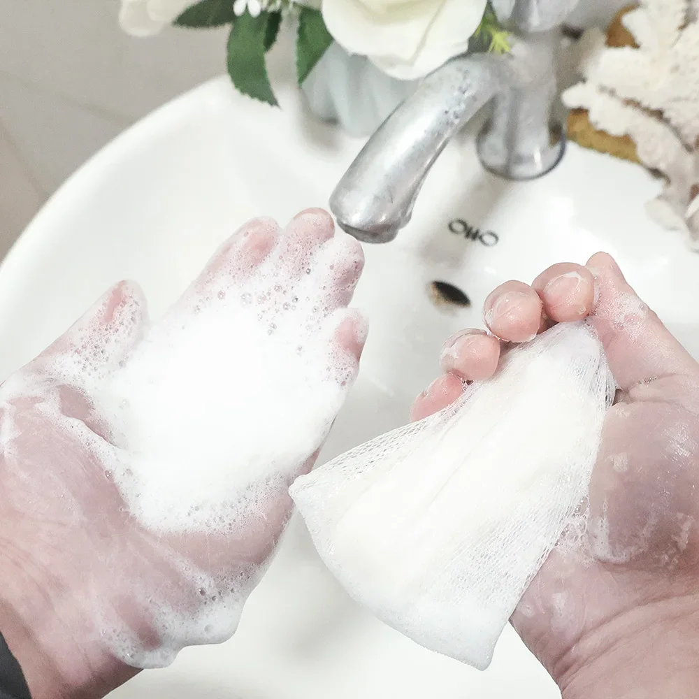 Mýdlo napěnění sit' hangable pletivo brašna koupat sprcha gel bílá napěnění pletivo pleťový cleanser bublina sit' pytle kůže úklid nástroje