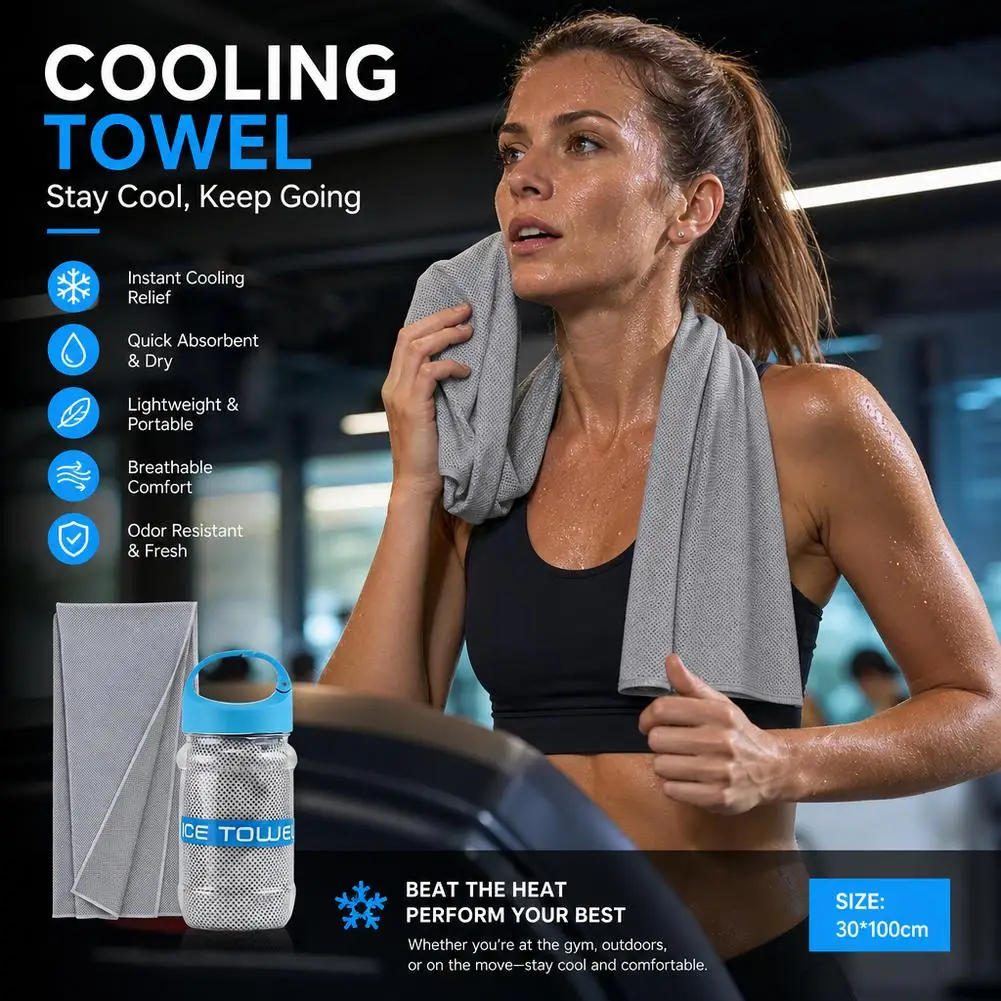 Instant Cooling Towel Microfiber Chilly Cold Towel Soft Breathable Sweat Wiping Cloth For Running Gym Yoga Golf Cycling Hiking