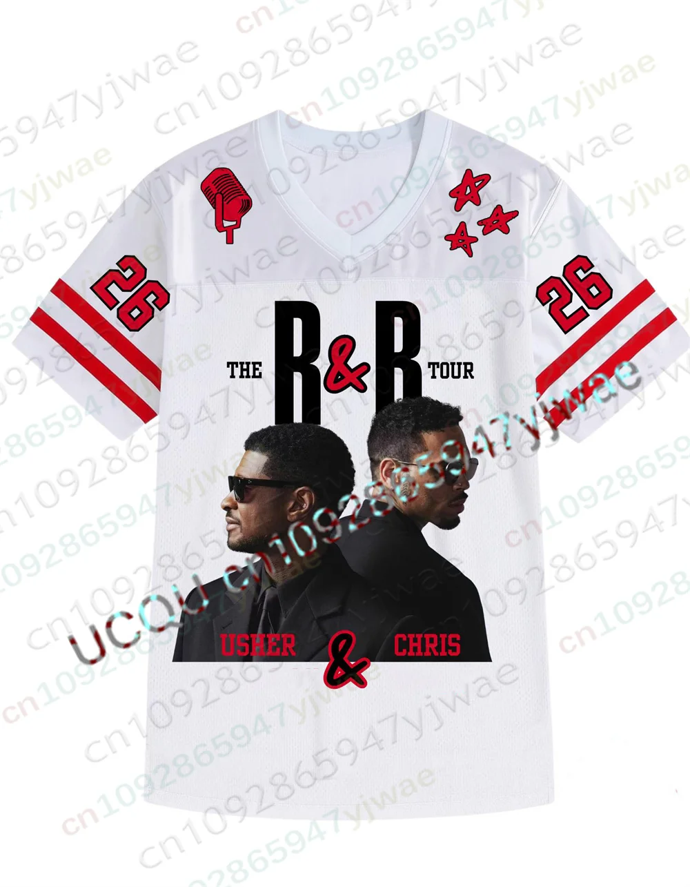 Camiseta de Fútbol Personalizada Usher&Chris The R&B World Tour 2026, Camiseta de Concierto, Regalo para Fanáticos, Ropa Urbana, Camiseta de Verano para Hombre y Mujer