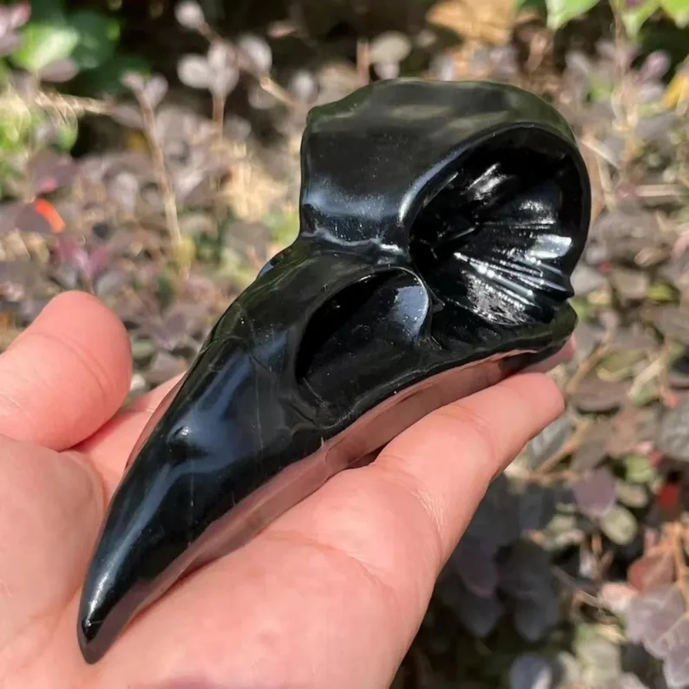 1 Natural obsidian crow head carving, animal sculpture, used for jewelry,home decoration gifts,unique gifts for Independence Day