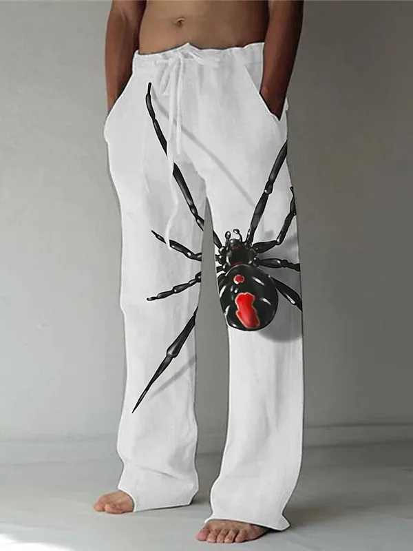 

Men's 3D Printed Elastic Dstring Pants Casual Straight Leg Trousers Loose Fit Elastic Waisand Color Blo Polyester Fiber