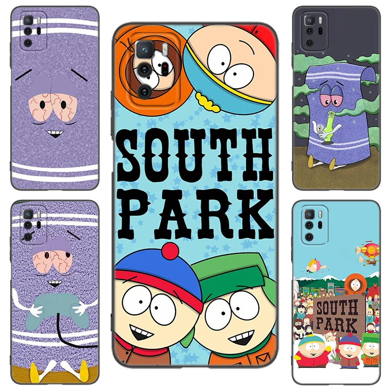 Cartoon S-South P-Park Black Silicone Phone Case For Xiaomi Redmi Note 9 10 11 12 13 Pro Plus 11S 4G 11T 5G 9S 10S 12S