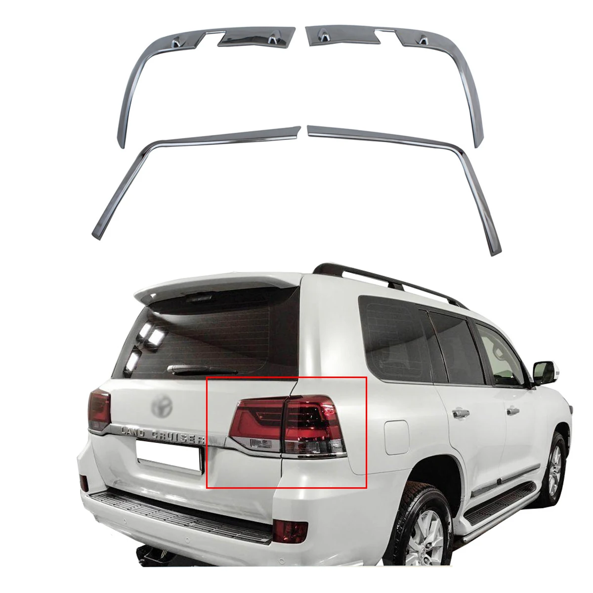 

For Toyota Land Cruiser LC200 FJ200 200 2016 2017 2018 2019 2020 Chrome Car Accessories Plated Tail Lamp Cover Trim Paste Style