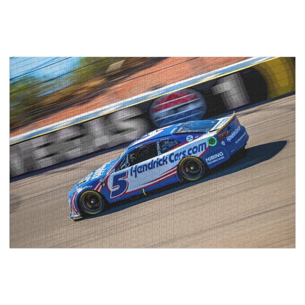 Kyle Larson racing his Nascar Cup Car 2023 abstract Jigsaw Puzzle Photo Personalized Gifts Custom Gifts Wooden Animal Puzzle
