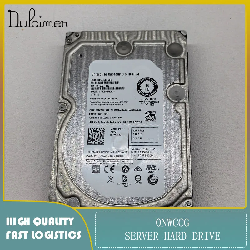 

Server hard drive 0NWCCG ST6000NM0034 6TB 7200 RPM SAS Original second-hand