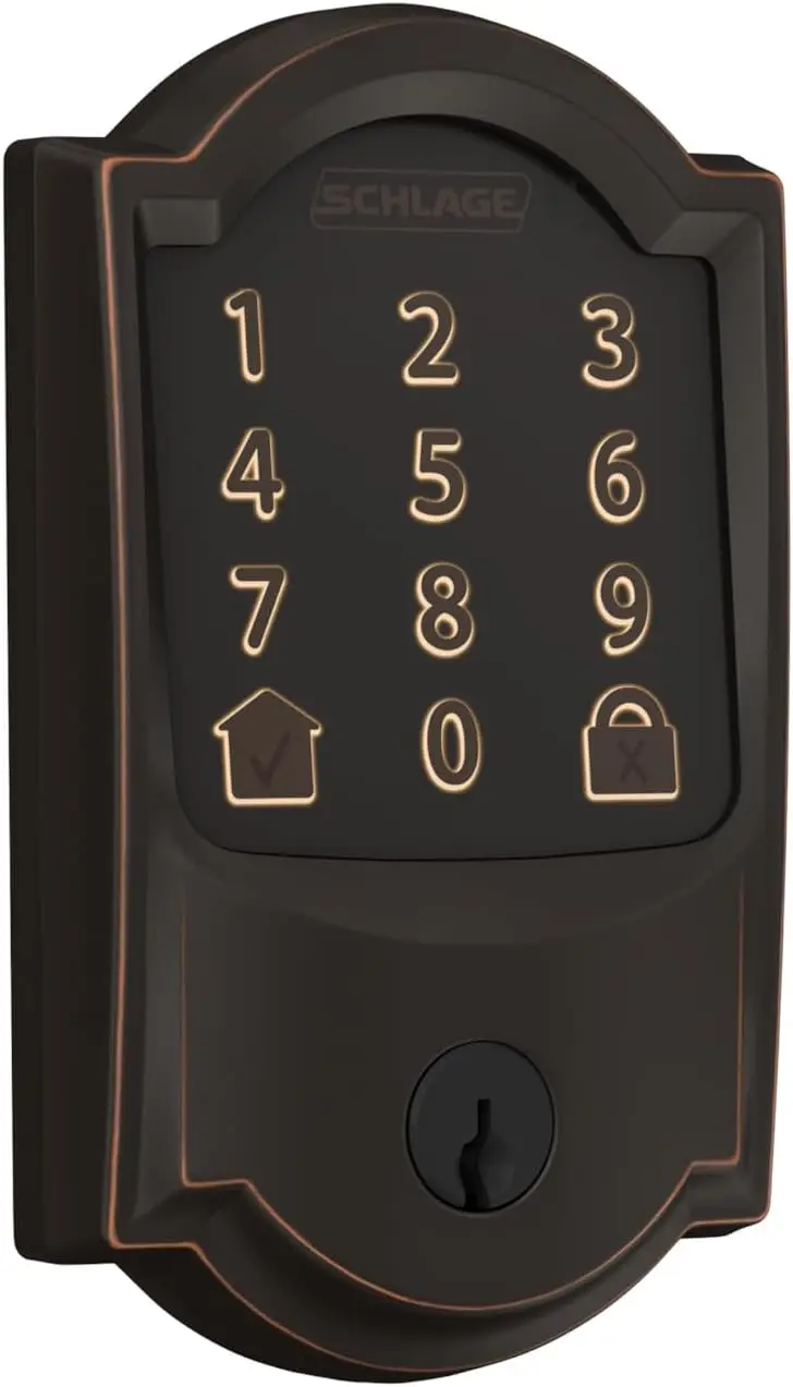 Smart Wi-Fi Deadbolt with Camelot Trim in Aged Bronze