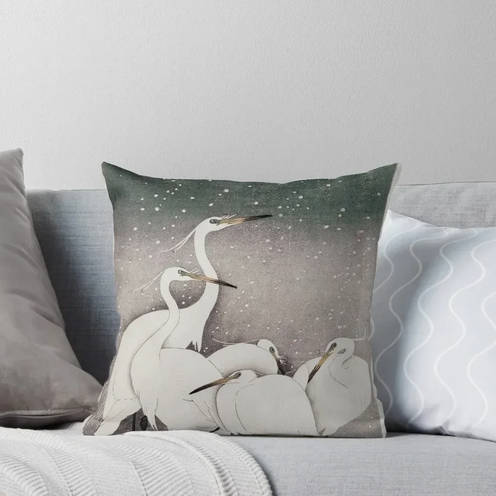 Group of Egrets by Ohara Koson - Great Arts Throw Pillow Decorative pillow case Throw Pillow Custom Cushion Photo