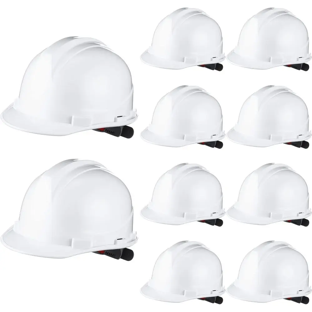 

10 Pack Suspension Hard Hats - Ratchet Style with Adjustable Straps for Men & Women