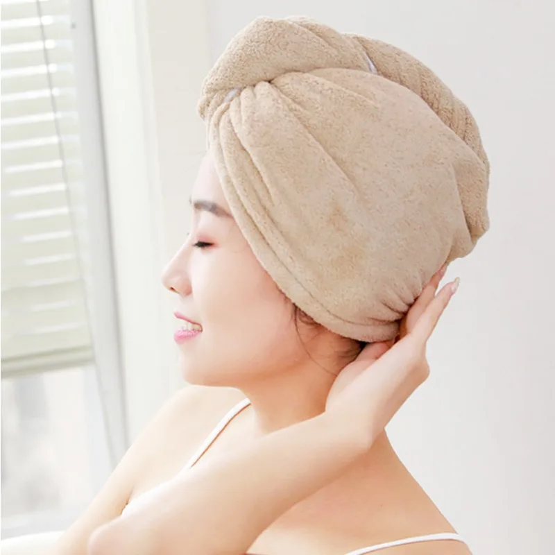 

Quick-dry Hair Towel Women Hair Drying Hat Cap Hat Bath Hat Microfiber Solid Towel Cap Super Absorption Hair Dry Cap