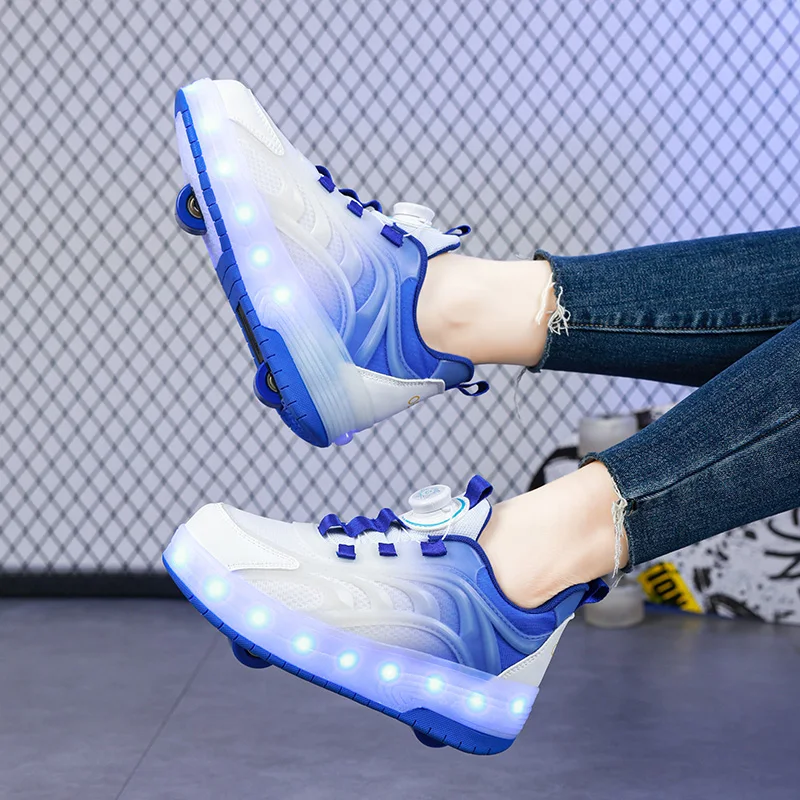 Children's Led Light Roller Skate Shoes For Kids Boys Girls Two Wheels Glowing Sports Luminous Sneakers Skateboard USB Charging