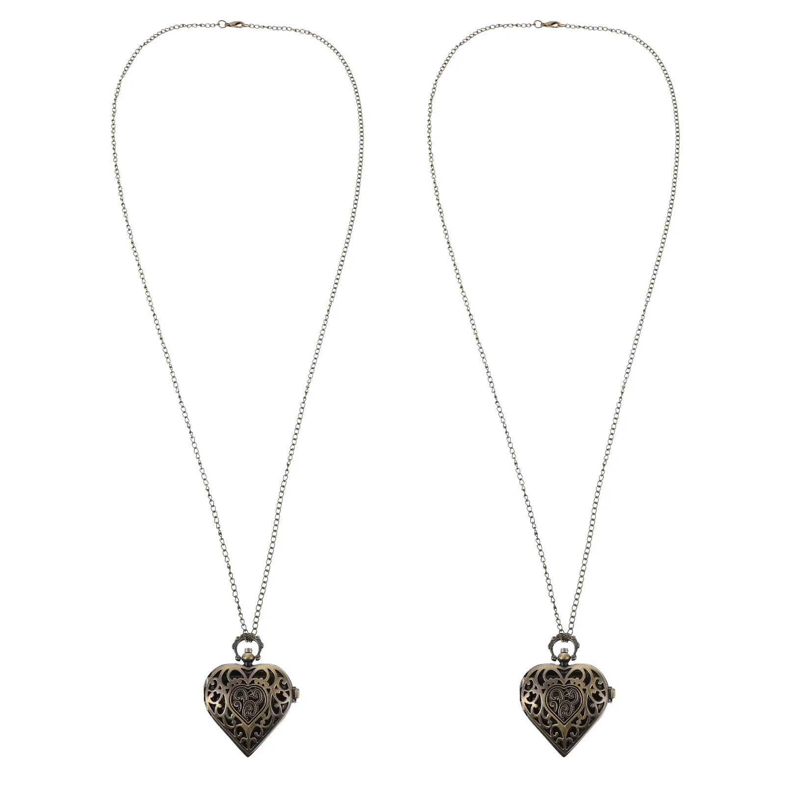 2pcs-stylish-retro-heart-pocket-watch-for-men-mechanical-movement-roman-dial-flip-cover-necklace-chain-vintage-watches-for-daily