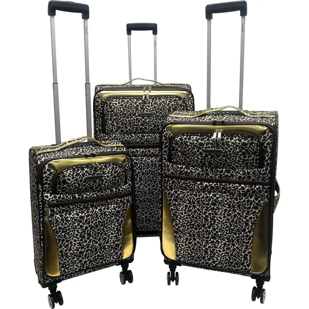 

Ultra Lightweight 3-Piece Luggage Set with Spinner Wheels, Expandable, Leopard Print