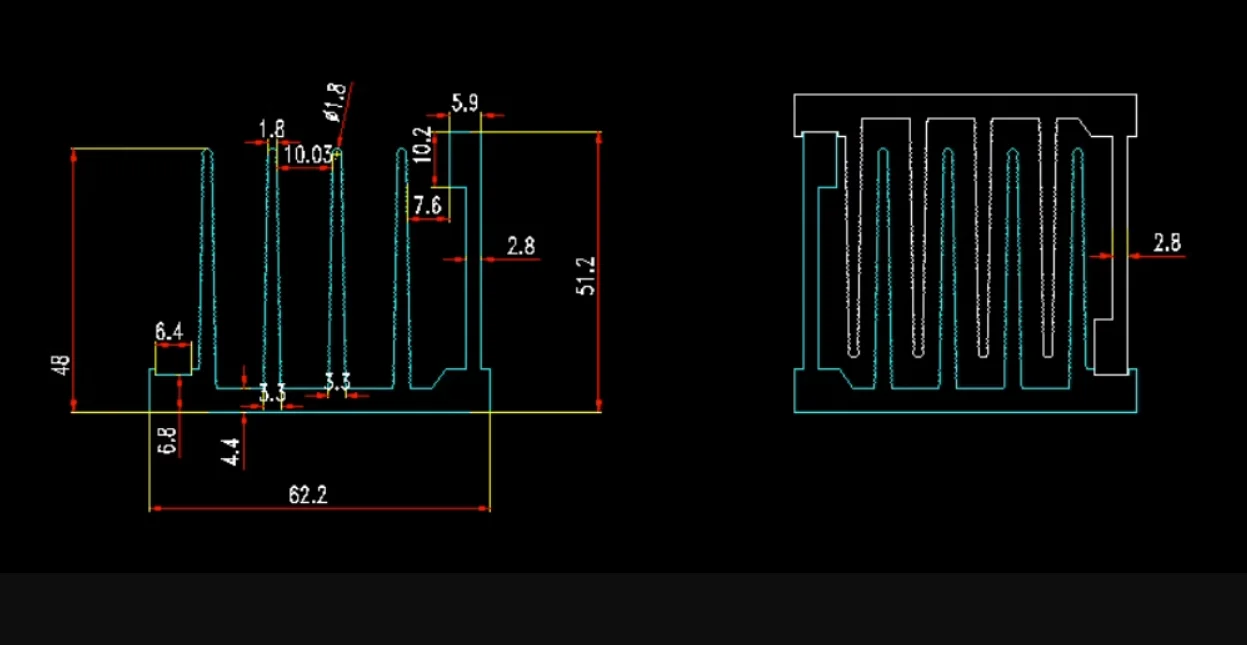 Aluminum heatsink Aluminum power module Radiator width 62, height 51 ,length can be customized 62*51*100-400mm cooler heat sink