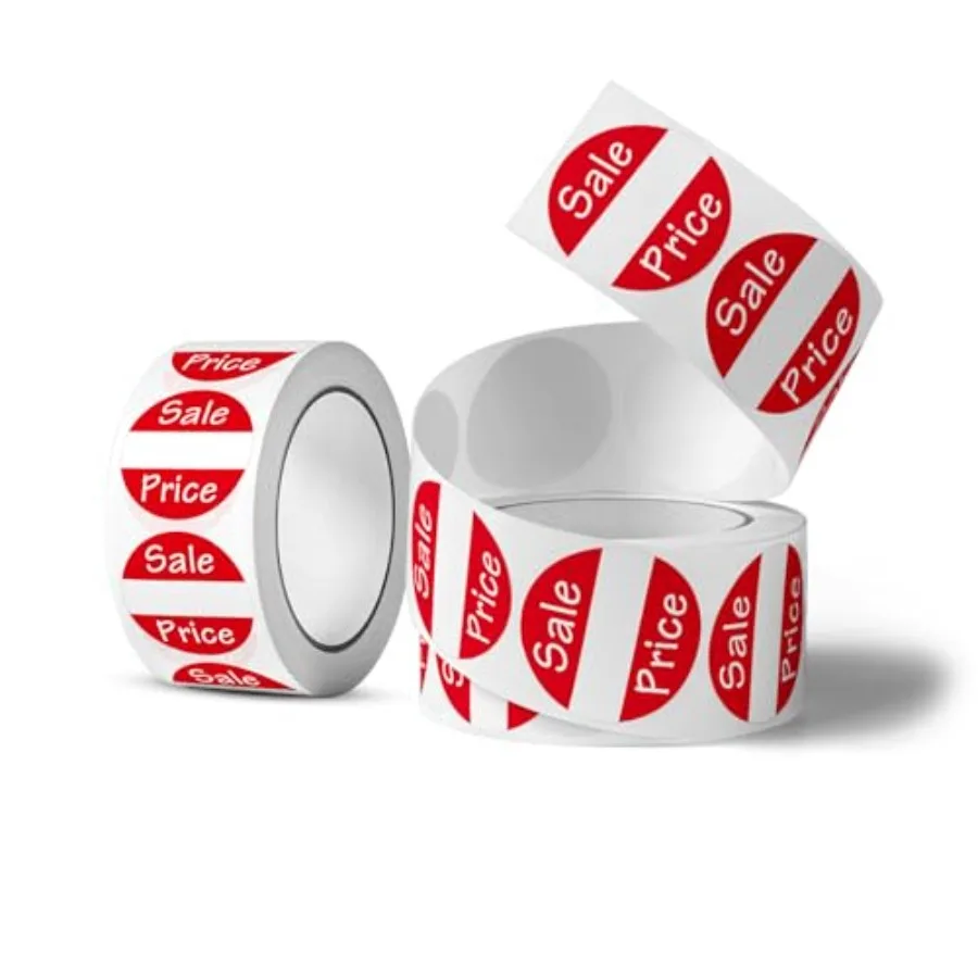 

500 PCS 1 Inch Red Round Price Stickers Bulk Easy Peel Off No Residue Garage Sale Supplies for Pricing Organizing Retail Store