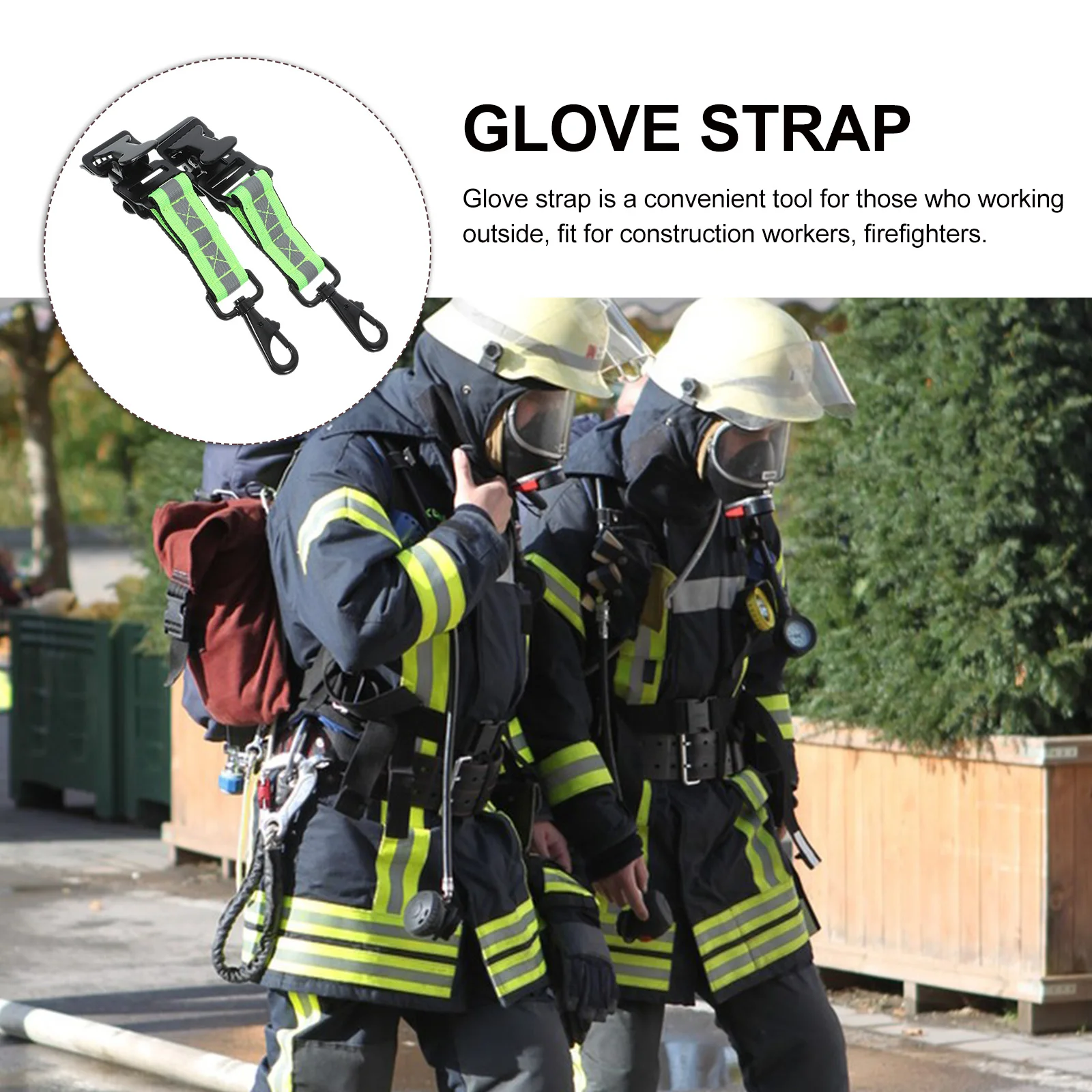 

2pcs Firefighter Work Gloves Straps Durable Nylon Iron Buckle Holder for Duty Belt Outdoor Protective Gear Firefighting