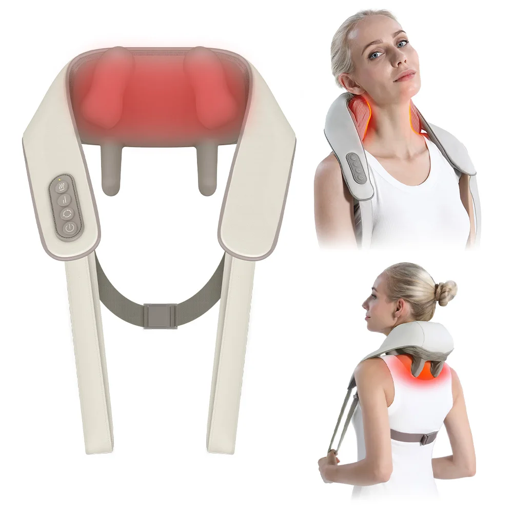 Wireless Neck and Back Massager Electric Neck Shoulder Massager, 6D Shiatsu Kneading Massage Shawl Cervical Trapezius Massager