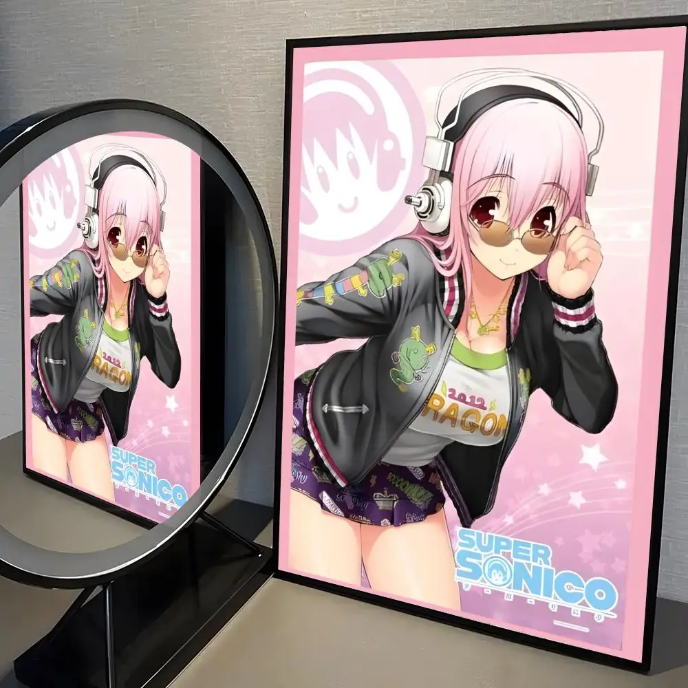 Charakter-Super-Sonico-Poster, selbstklebender Kunst-Aufkleber aus wasserfestem Papier, für Café, Bar, Zimmer, Wanddekoration – Detail 17