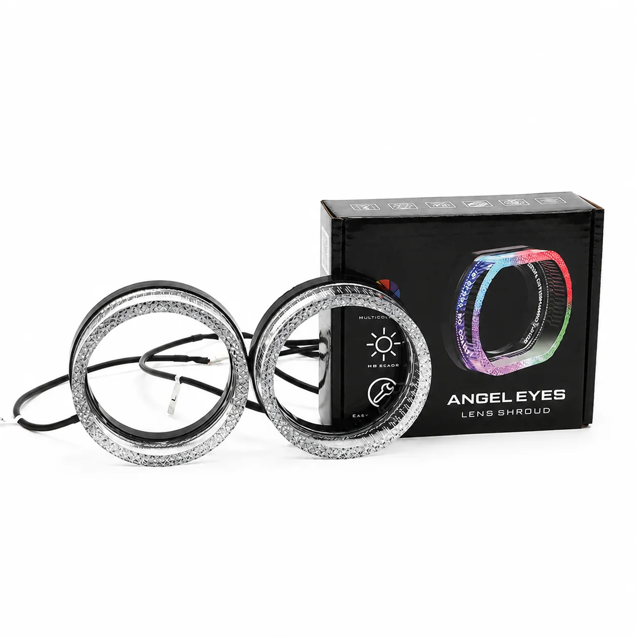2.5 3.0 Inch 5D RGB LED Angel Eyes Round Halo Rings DRL Covers With Turn Signal Light App Control Halo Covers Car Headlight Lamp