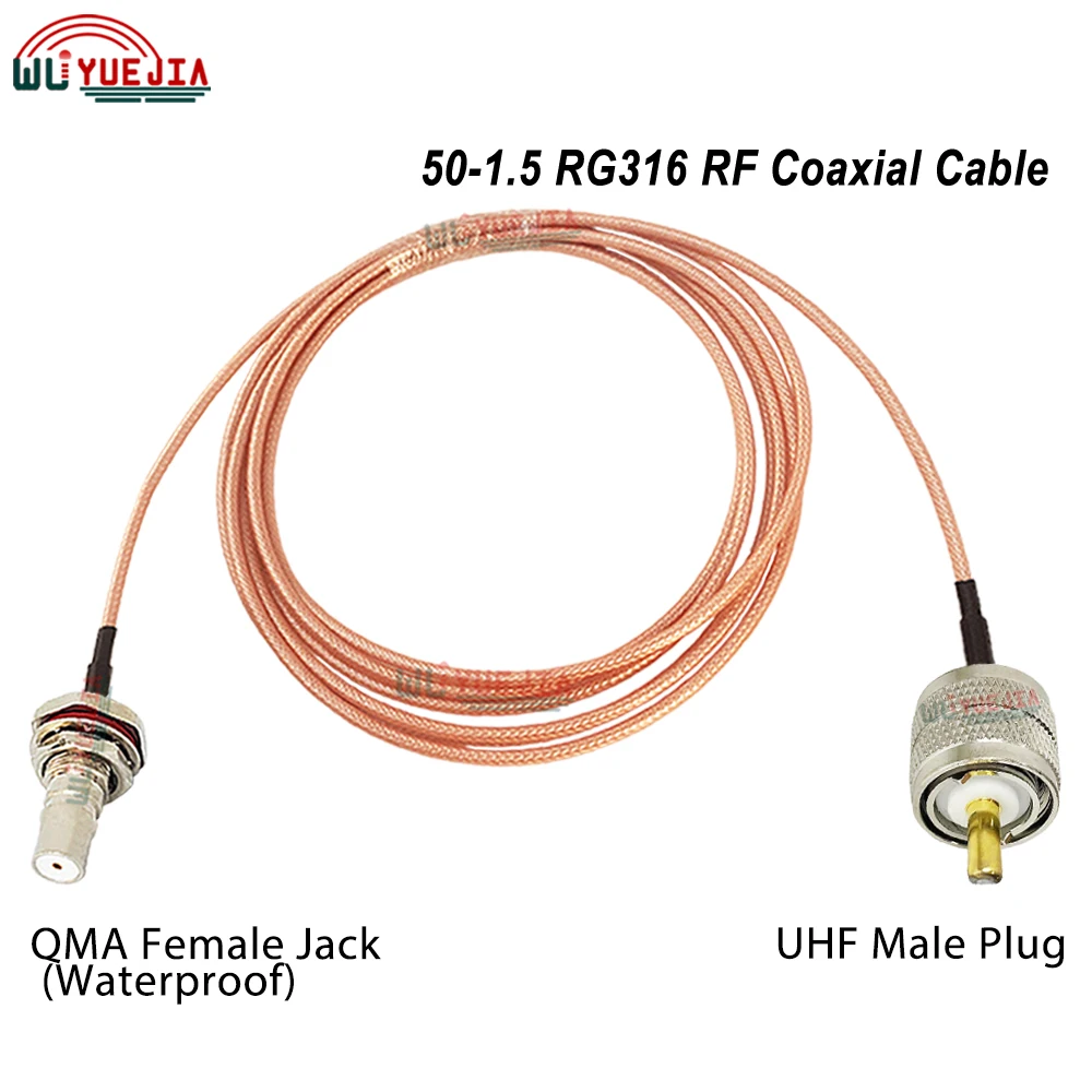 RG-316 Cable Bulkhead QMA Femae / QMA Male to UHF Male or UHF Female Jack Adapter SO239 PL259 Connector 50-1.5 RF Coaxial Cable