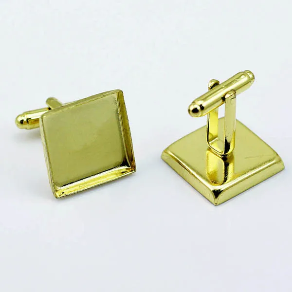 200pcs DIY Findings Blank Cufflinks Settings with 12 16 18  20mm Square Deep Wall Bezel Resin Cabochons Bases Men's Cuff Links