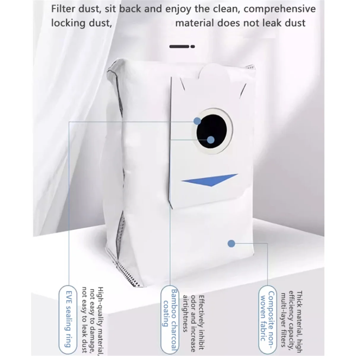 로봇 진공 청소기 교체 부품, Ecovacs Deebot X5 Pro/ X5 Omni/ X2 Omni/ X2 Pro/ DEX86 용 먼지 봉투, 6 개