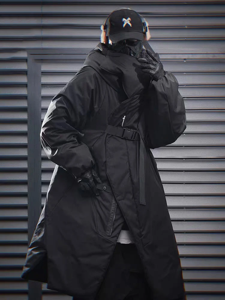 Piumino invernale con cappuccio irregolare di media lunghezza da donna Piumino imbottito in cotone al ginocchio Piumino femminile spesso caldo lungo Parker Outwear
