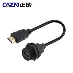 HDMI Waterproof IP67 Female Rear Panel Mount Receptacle to Straight Male Cable Threaded 4K 60HZ Gold-plated Cable HDMI