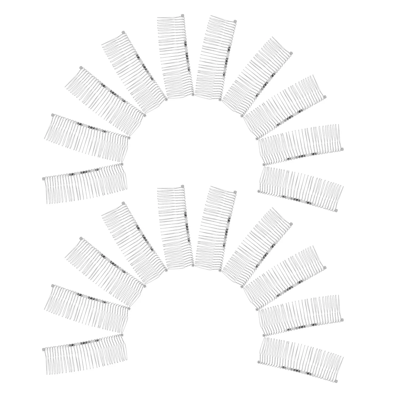 20Pcs Hair Insert Comb Metal Wire Side Combs Silver Finish 30 Teeth Secure Hold Bun Hair Comb Clip Bridal Updo Styling