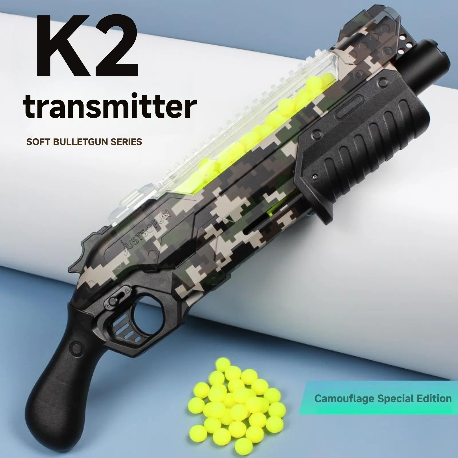 

50 cm long K2 soft projectile launcher Hand pull large magazine Soft projectile gun toy model boy toy