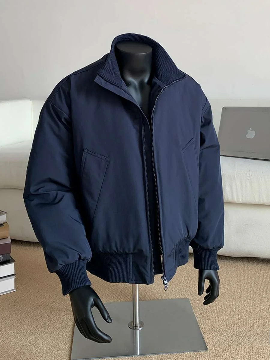 

Thiened Winter American Sle Baseball Cotton Jaet ort Flight Warm Coat Men's Stand Collar Bomber Jaet Casual Wear