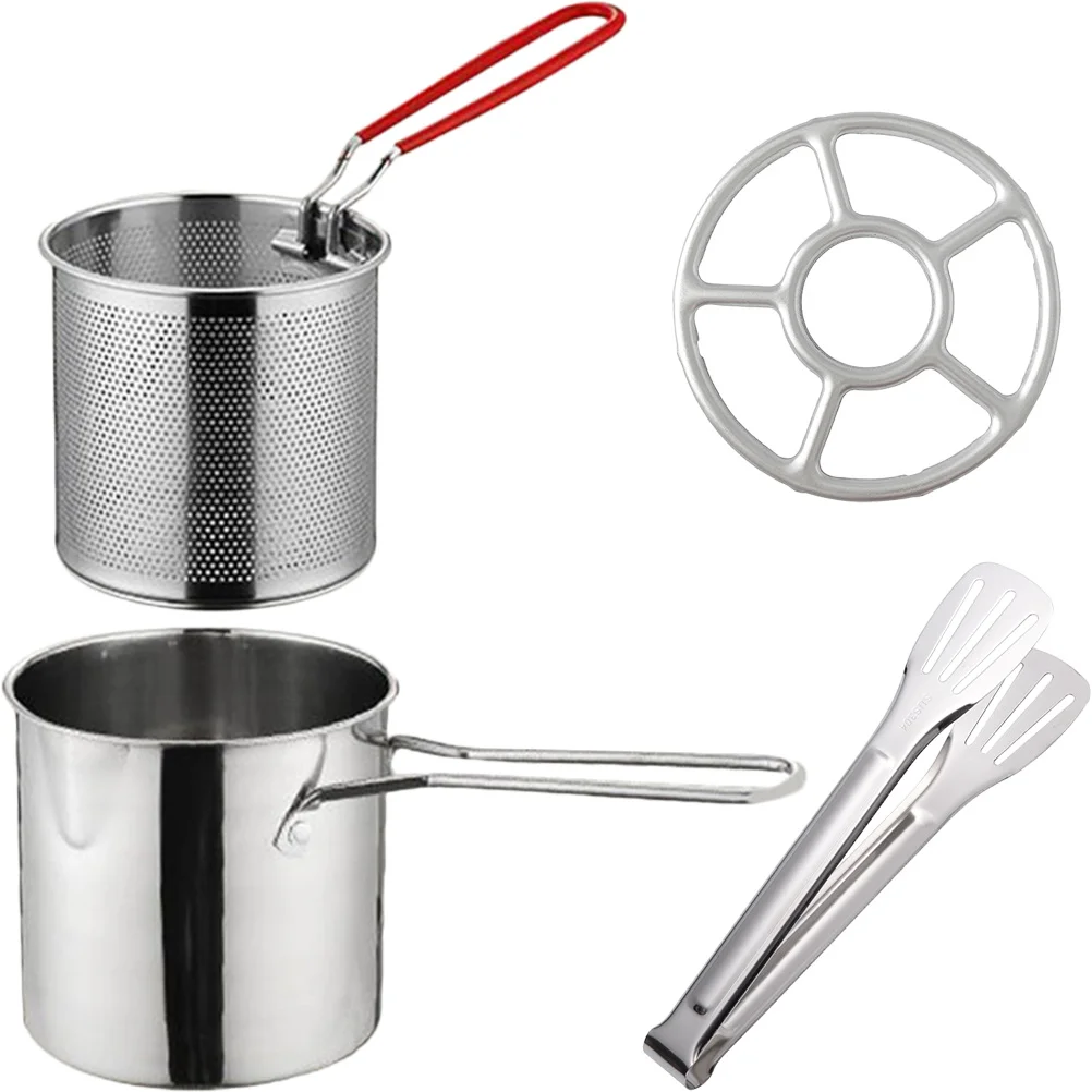 

1 set Stainless Steel Fryer Kit Deep Fry Basket With Handle Fry Pot Set For French Fries Chips Vegetables Snack Fryer Basket