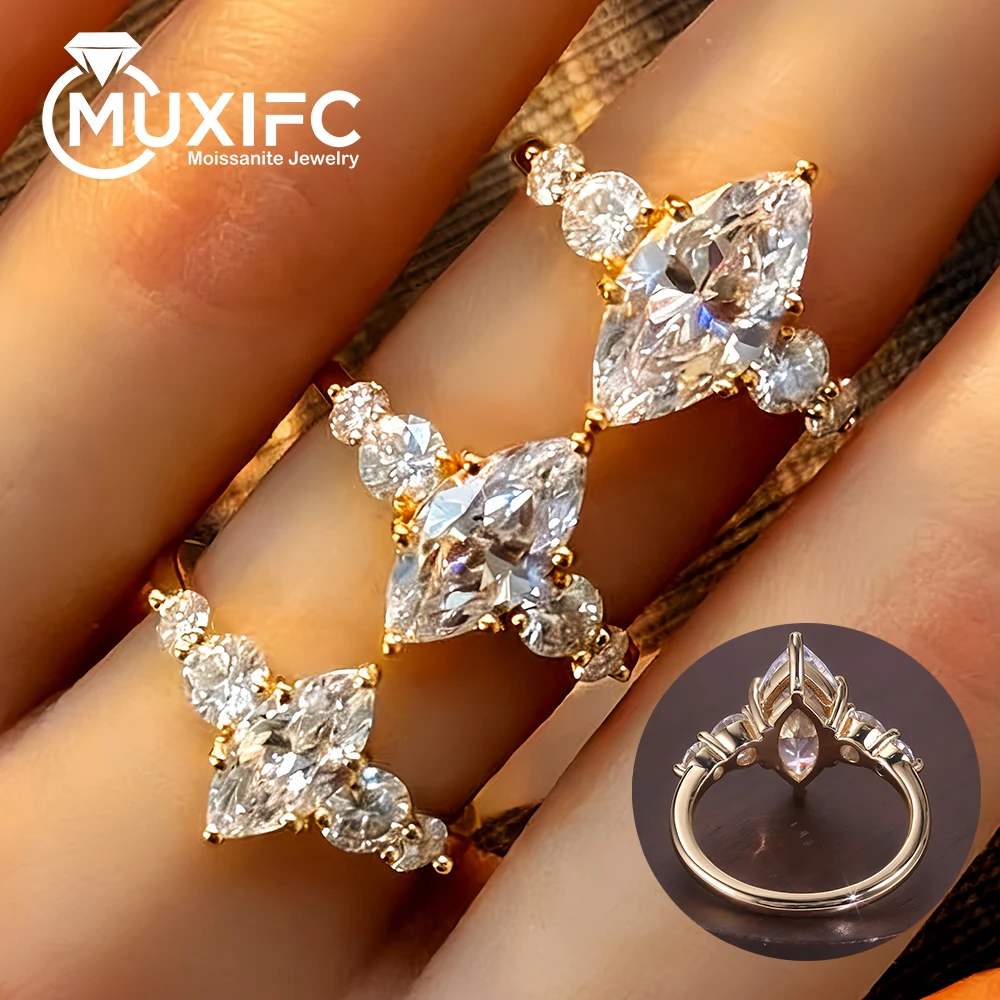 

Кольцо с муассанитом маркизной огранки 1/2/3 карата для женщин, 5 камней, цвет D, лабораторный бриллиант, обручальное кольцо из стерлингового серебра 925 пробы, изысканные ювелирные изделия, подарок