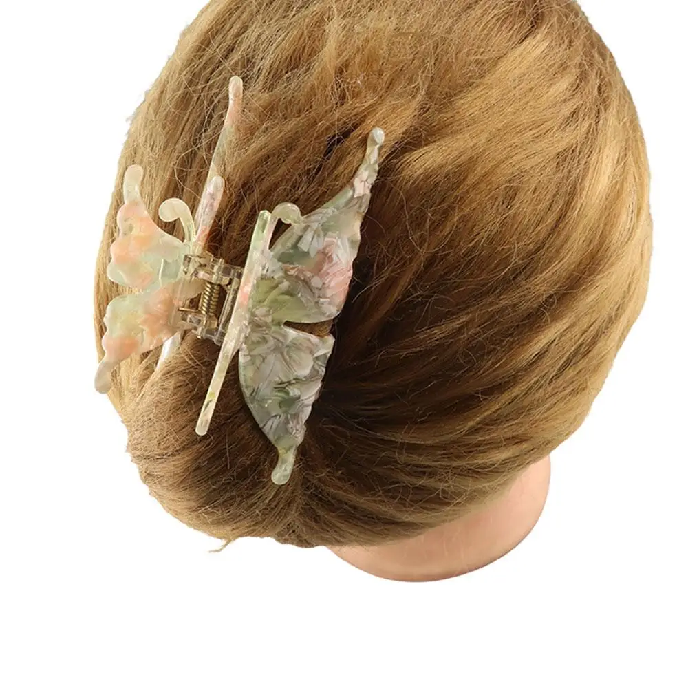 Elegant Acetic Acid Butterfly Grab Clip Korean Style Colorful Women Hair Claw Headdress Shark Clip Wedding