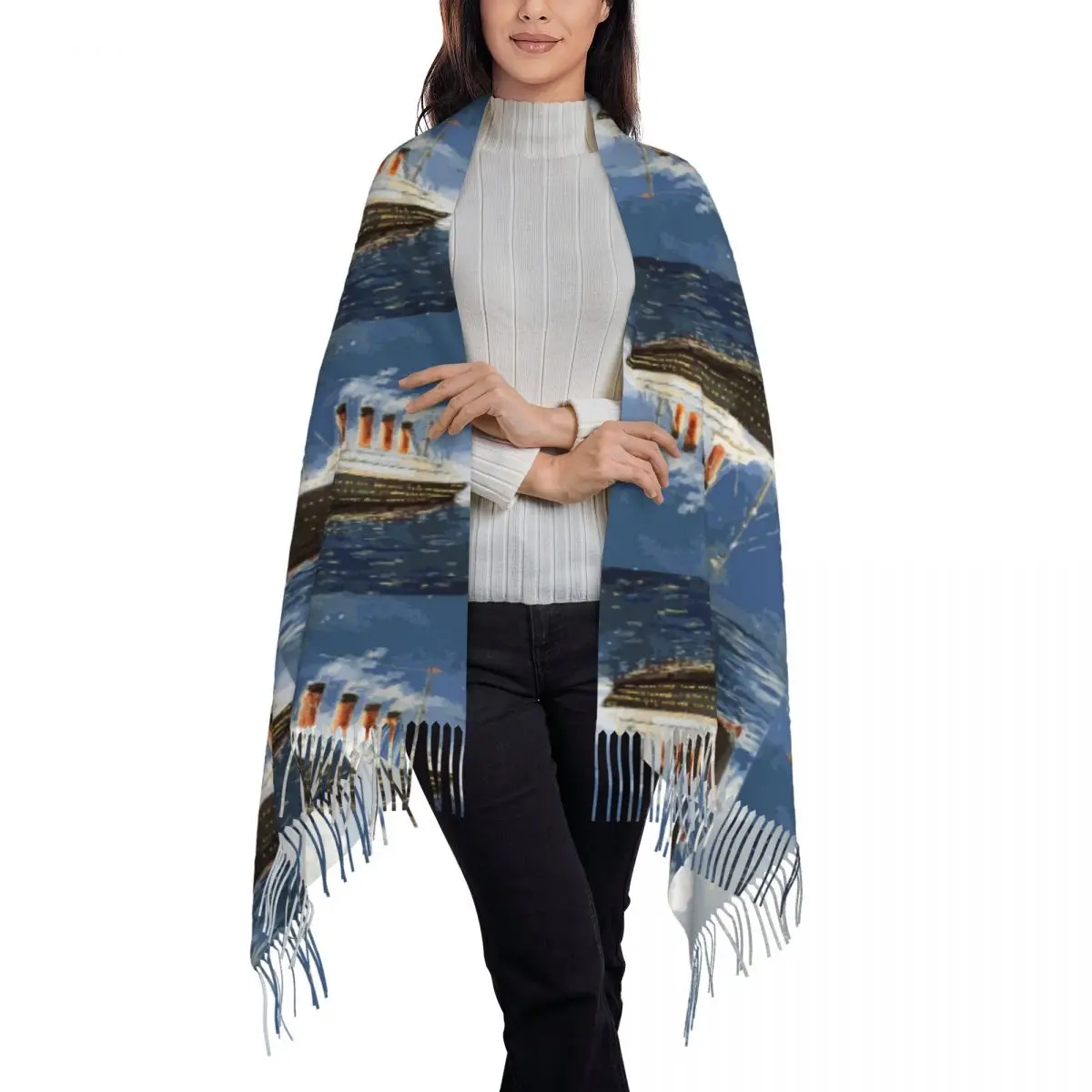 The Most Popular Ship Of All Times, Titanic. Scarf Tassel Scarves for Women Soft Warm Shawls and Wraps Fall Winter Shawl Wrap