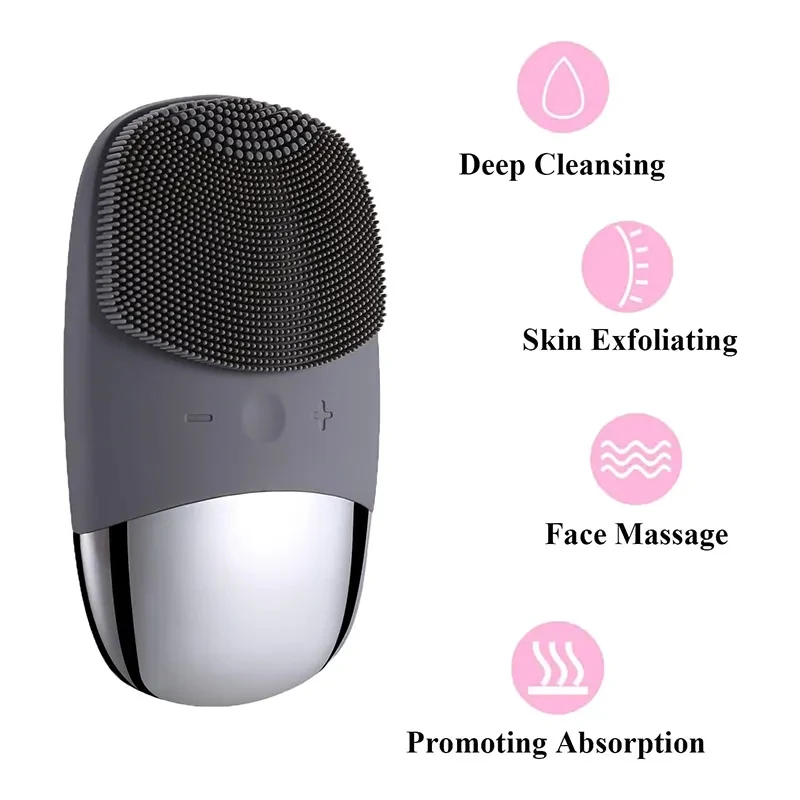 Nuova spazzola elettrica per la pulizia Spazzola per la pulizia dei pori in silicone Soundwave Detergente profondo per il viso