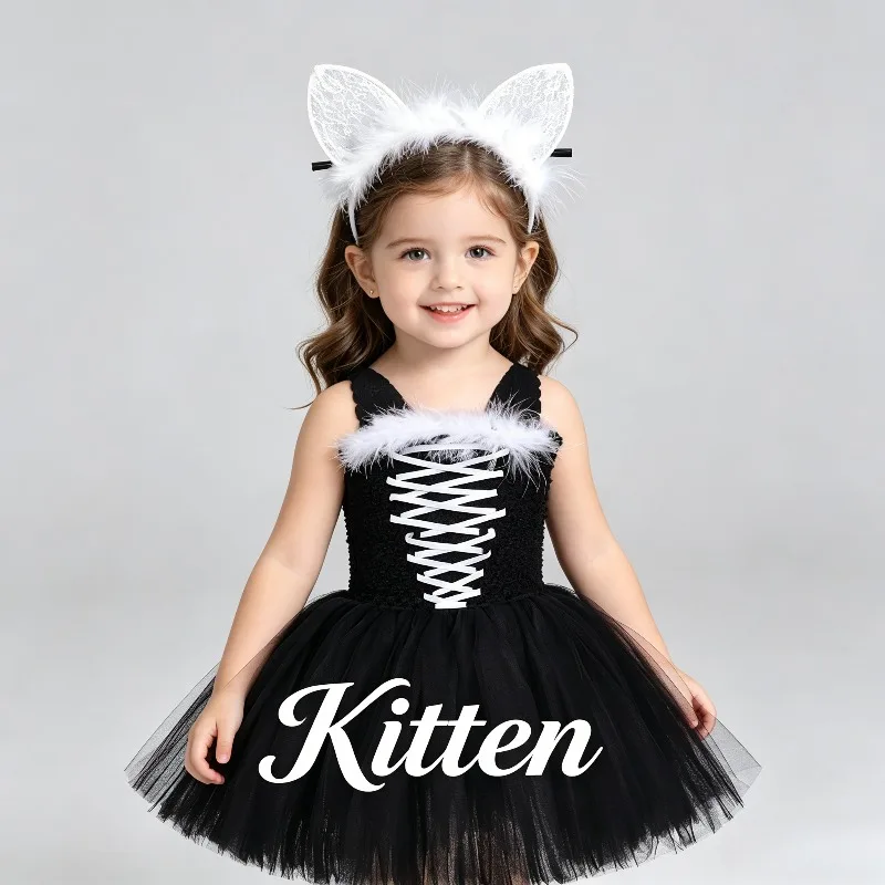 

Elegant Black Dress Fluffy Tulle Mesh Skirt Halloween Special Design Gown Stage Show Performance Party Cosplay Fashion Outfit