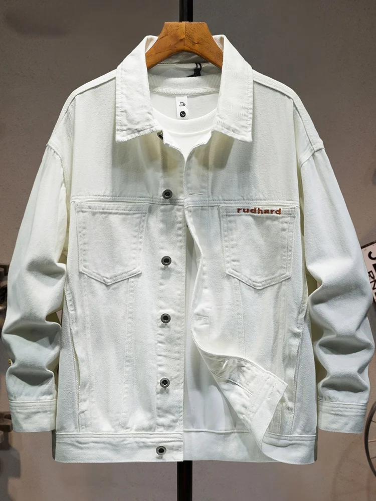 

Loose Fit Long Sve Denim Jaet for Men Youth Casual Versatile Workwear Sle Classic Collar Single Button Closure Jeans J...