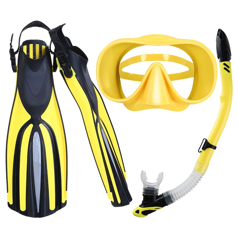 Professional Long Blade Fins Adjustable Strap Frameless Lens diving mask Se-mi Dry Snorkel Scuba Diving Set