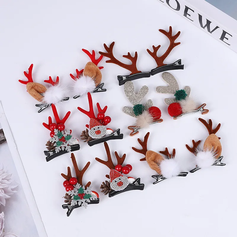 New Christmas Dragon Horn Hair Clip Forest Series Elk Horn Ear Bell Pair Clip Hair Clip Children\'s Cute Headpiece