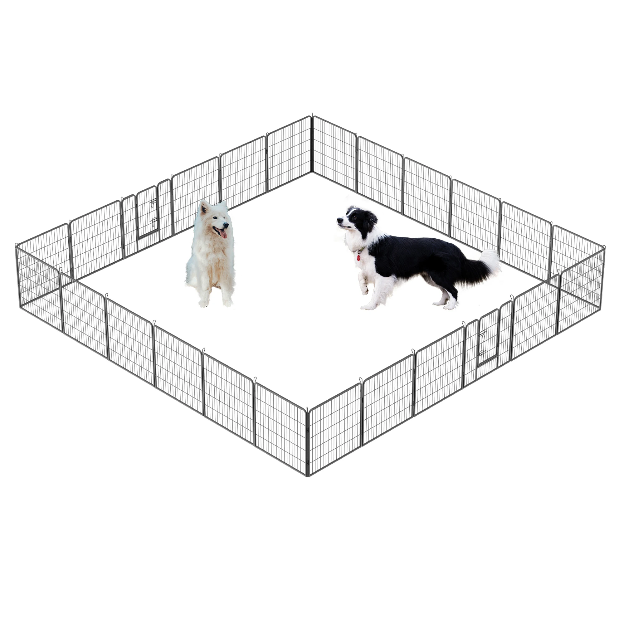 

LZBEITEM Dog Pens Outdoor 32" Height Foldable12/16/24 Panels Heavy Duty Metal Portable Dog Playpen Indoor Anti-Rust Dog Fence